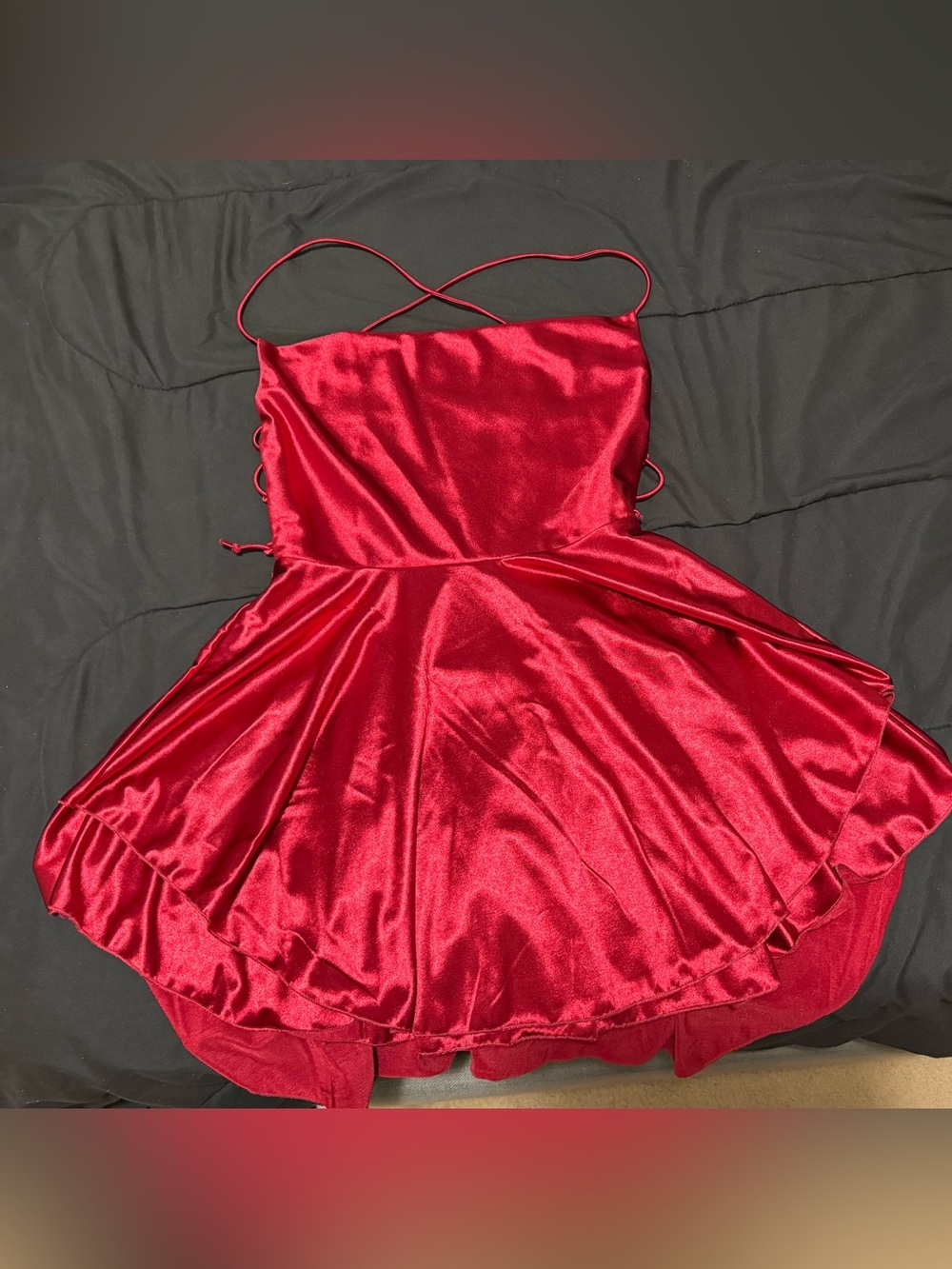 Red Satin Backless Dress